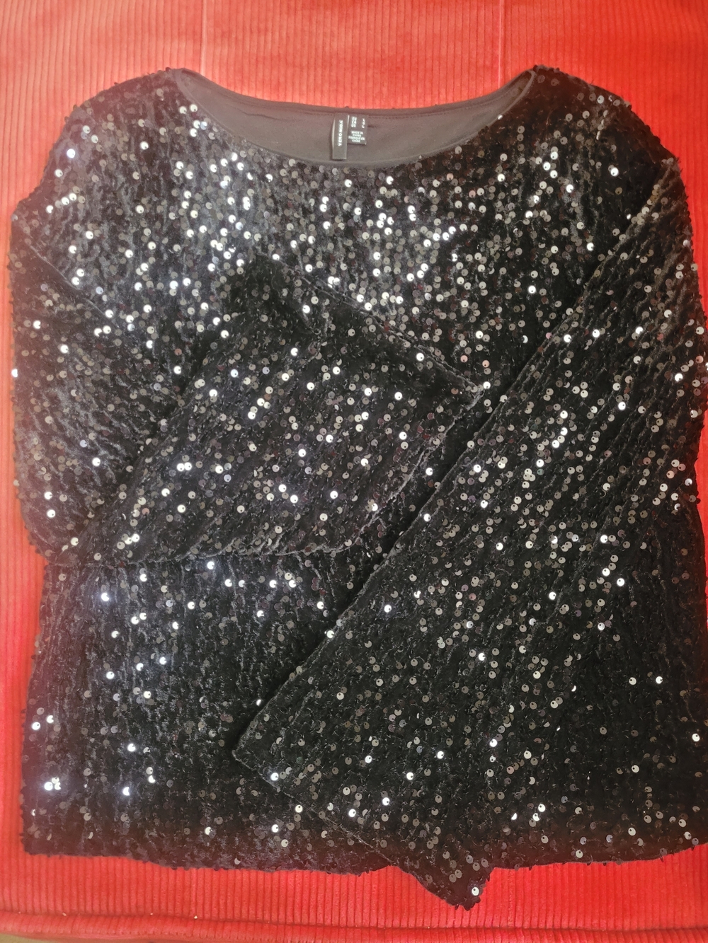 Vero Moda Black Sequin Long-Sleeve Top
